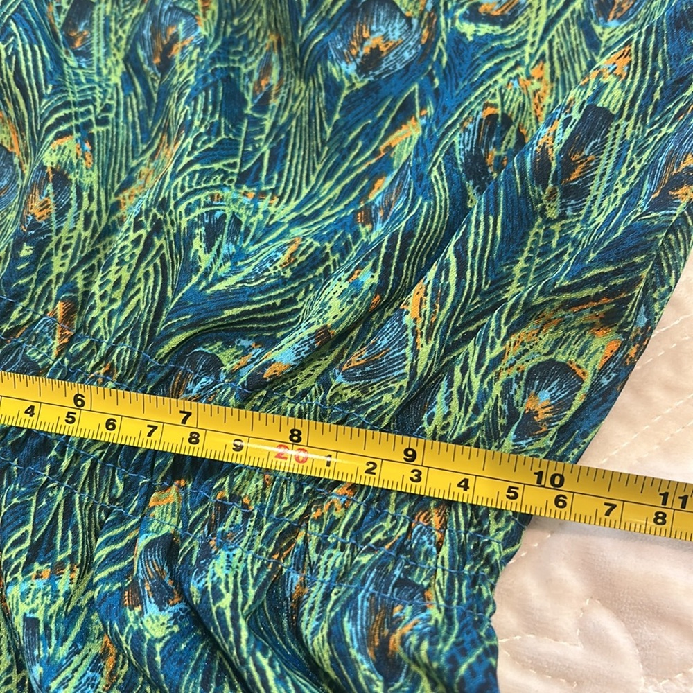 Peacock Feather Print Silky Sundress-sz M-NWT - Picture 9 of 13
